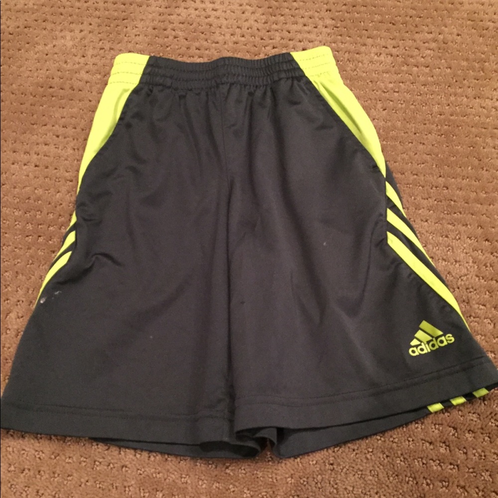 Adidas boys black shorts w/yellow stripes
